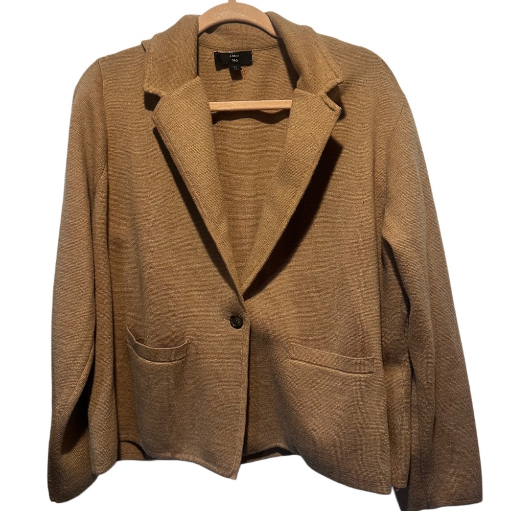 Jcrew 365‎ double knit open cardigan camel color size 2xl